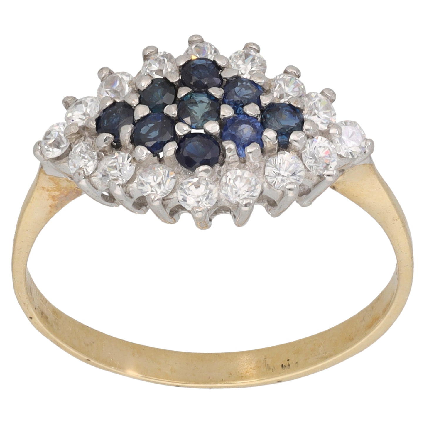 9ct Gold Sapphire & Cubic Zirconia Dress/Cocktail Ring Size P