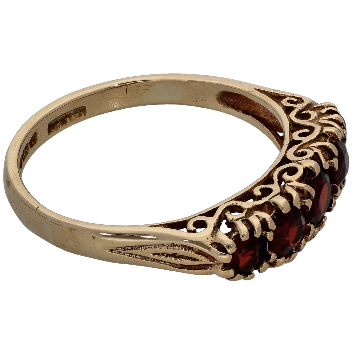 9ct Gold Garnet Half Eternity Ring Size P