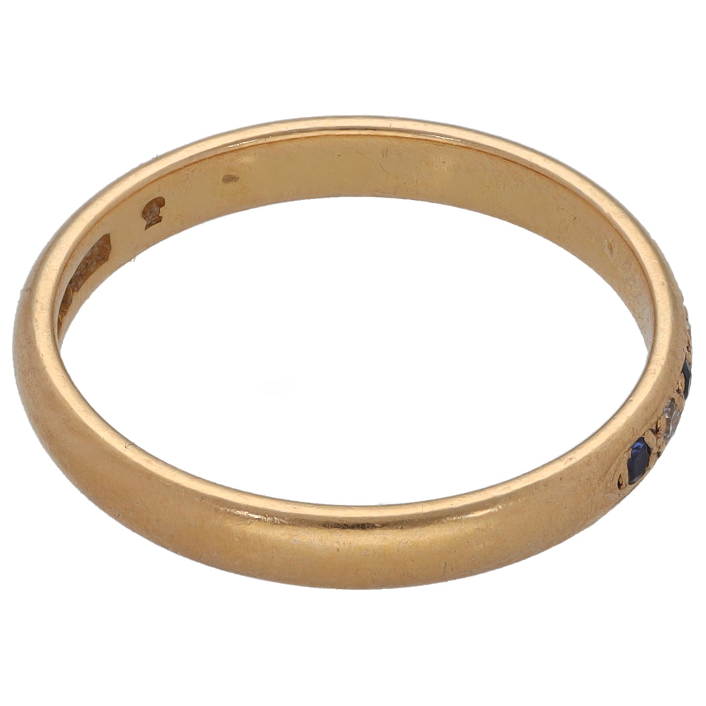 22ct Gold Sapphire & 0.03ct Diamond Half Eternity Ring Size M
