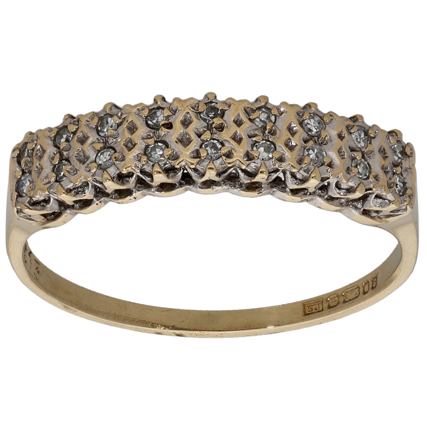9ct Gold 0.09ct Diamond Half Eternity Ring Size M