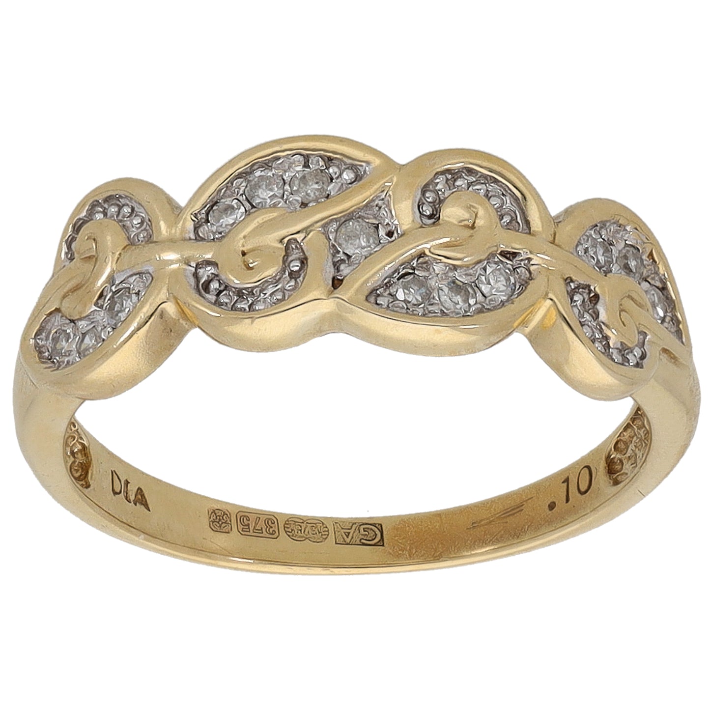 9ct Gold 0.13ct Diamond Dress/Cocktail Ring Size P