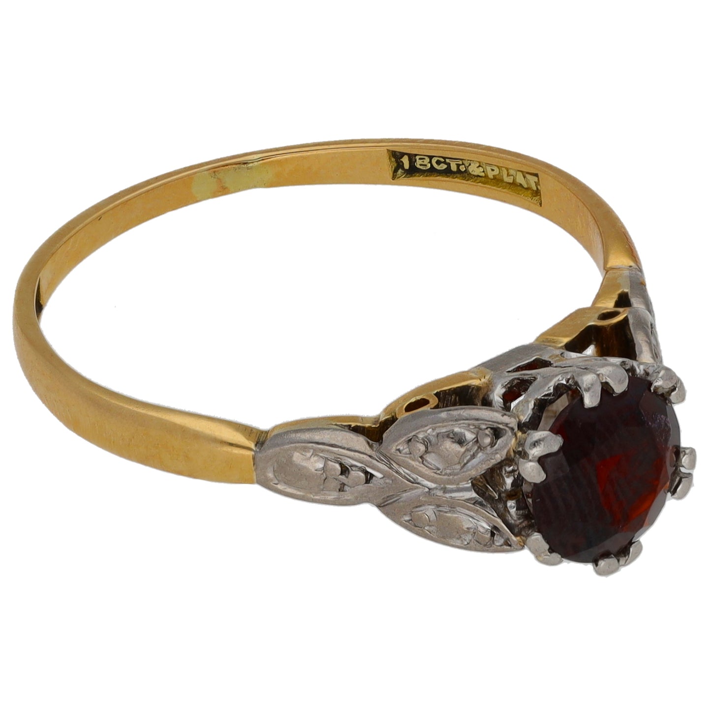 18ct Gold Garnet Single Stone Ring Size R