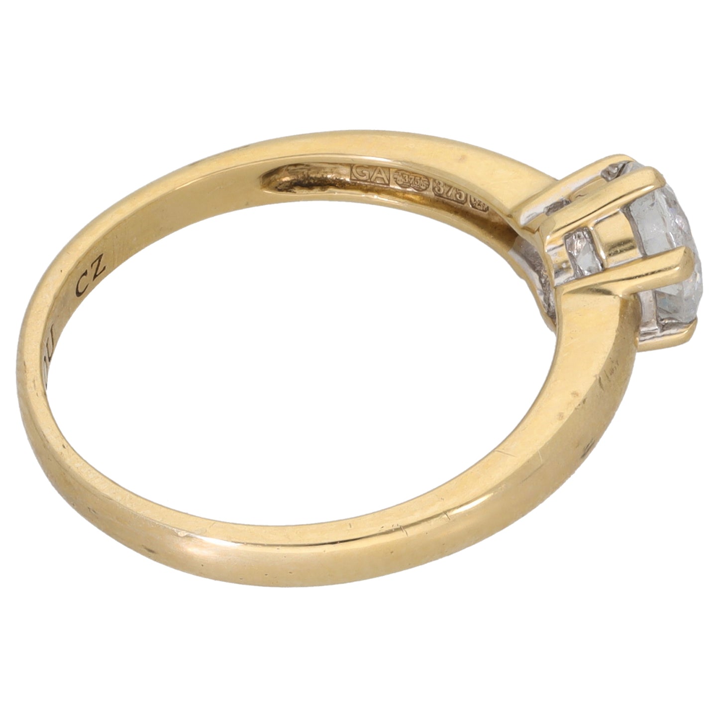 9ct Gold Cubic Zirconia Single Stone Ring Size N