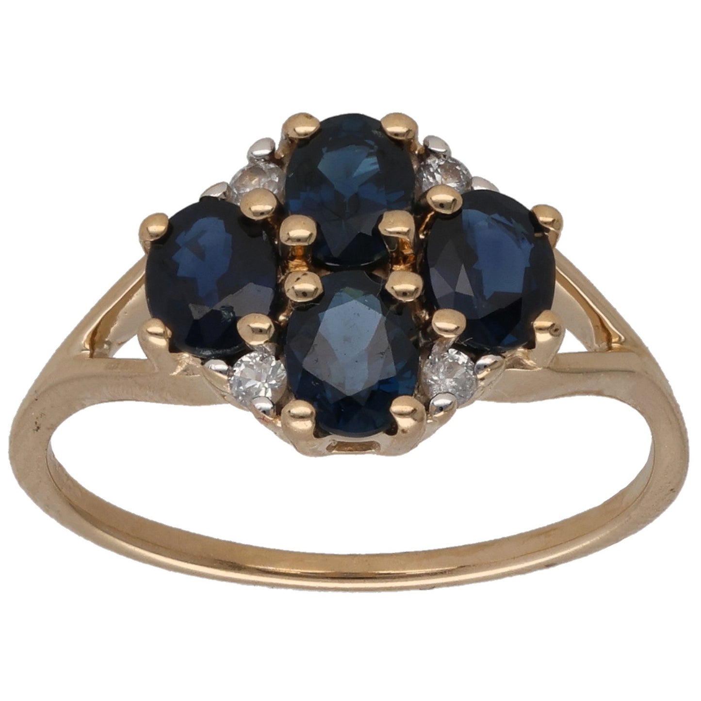 9ct Gold Sapphire & Imitation Gems Dress/Cocktail Ring Size M