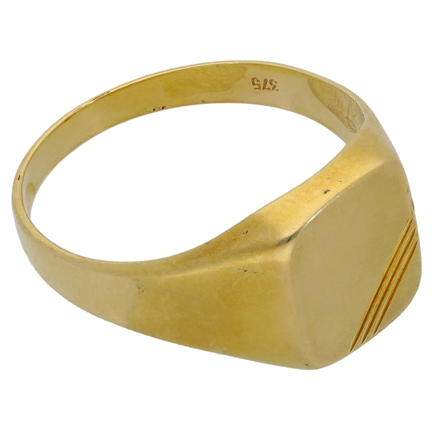 9ct Gold Patterned Signet Ring Size V