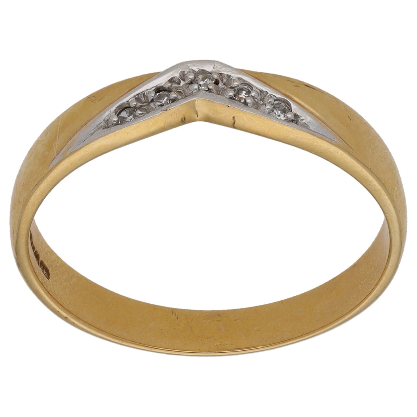 9ct Gold 0.025ct Diamond Wishbone Ring Size R
