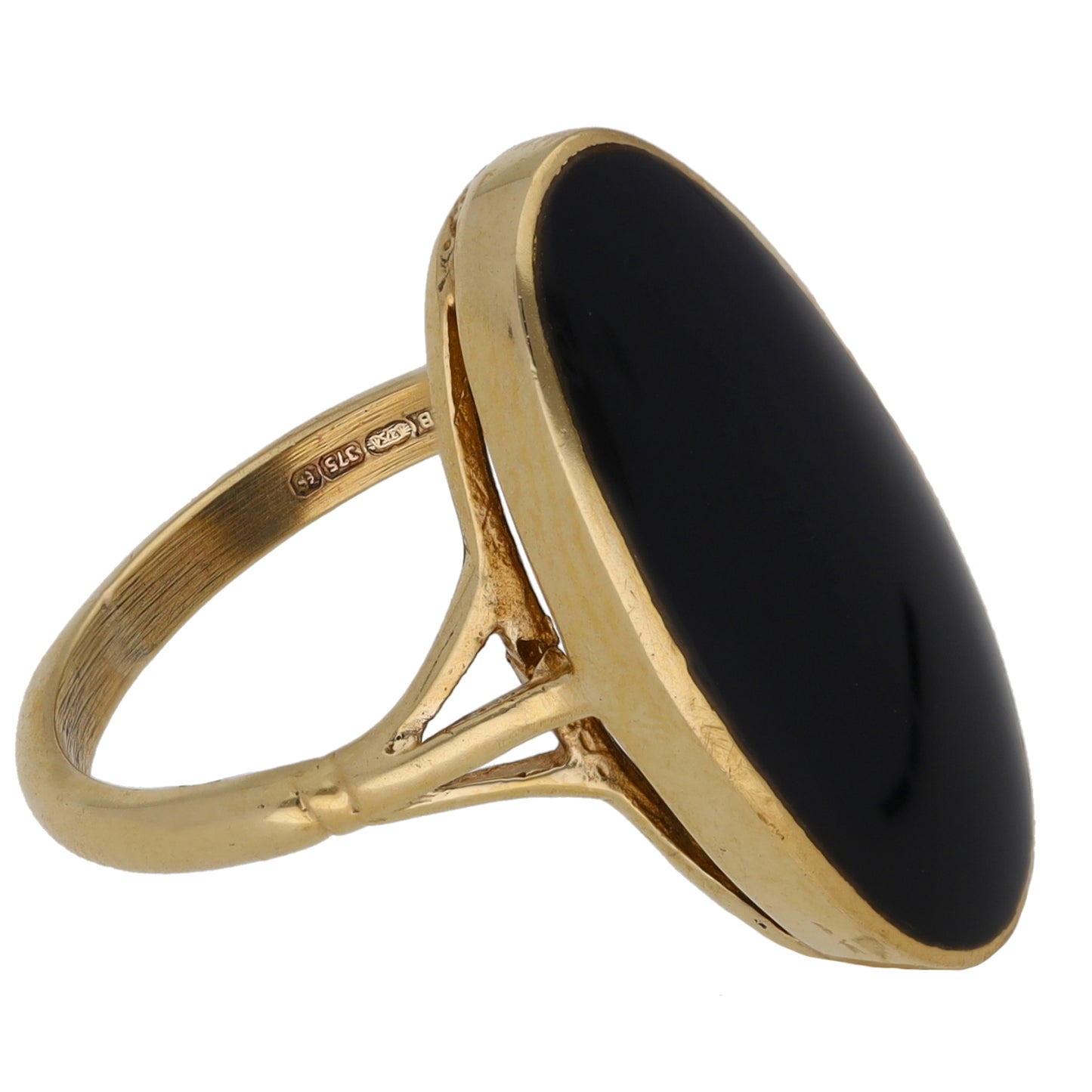 9ct Gold Onyx Single Stone Ring Size N
