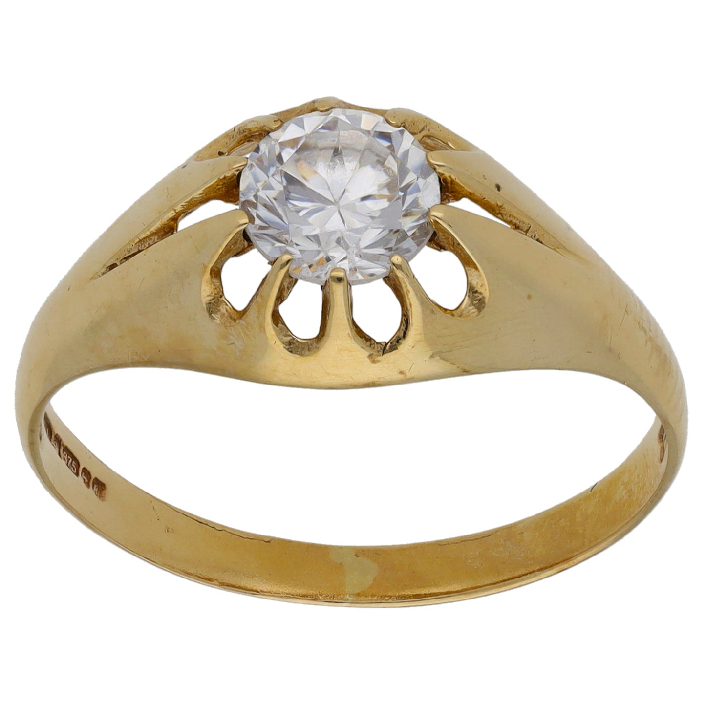 9ct Gold Cubic Zirconia Single Stone Ring Size R