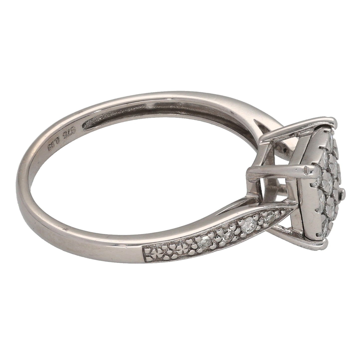 9ct White Gold 0.33ct Diamond Dress/Cocktail Ring Size N