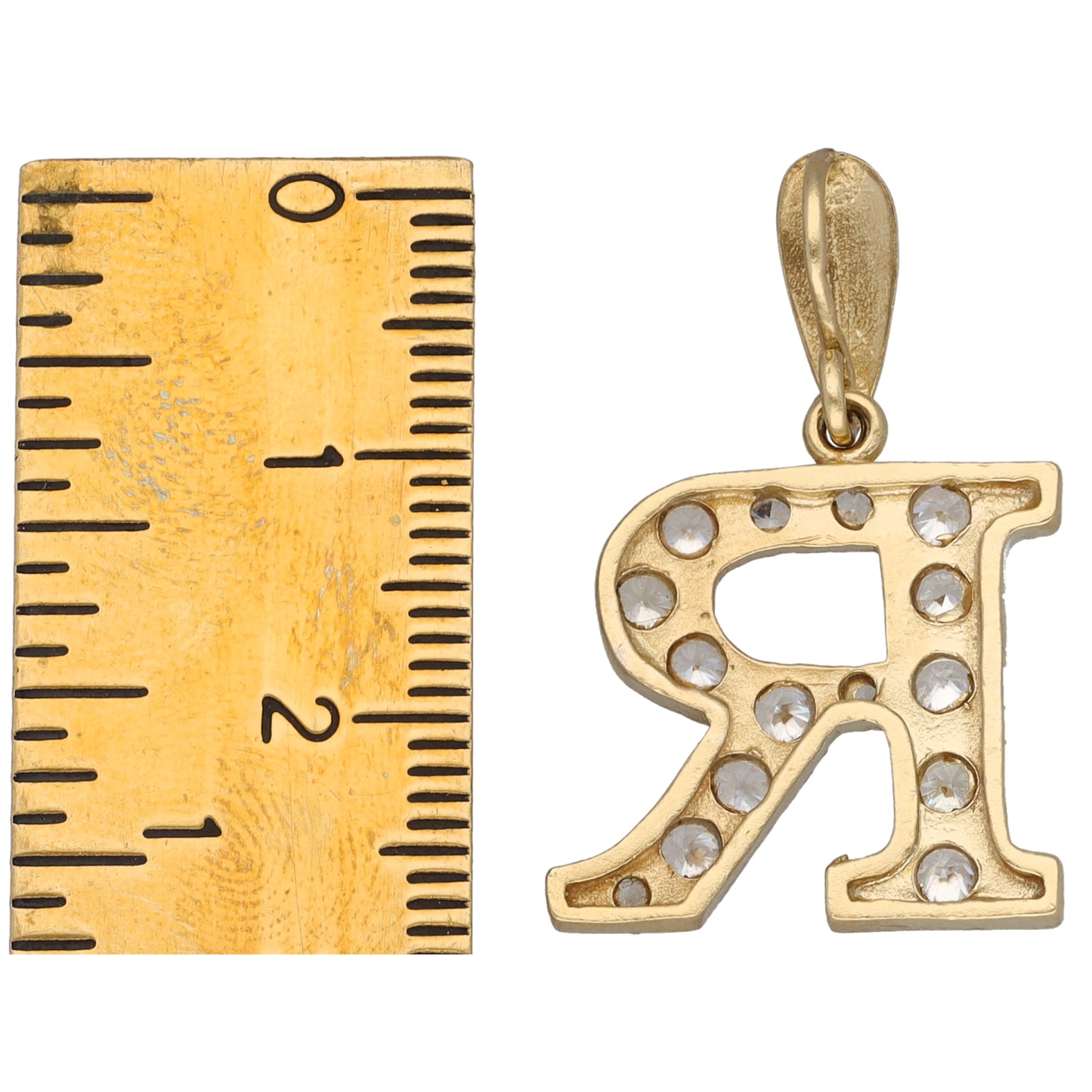 9ct Gold Cubic Zirconia Initial 'R' Pendant