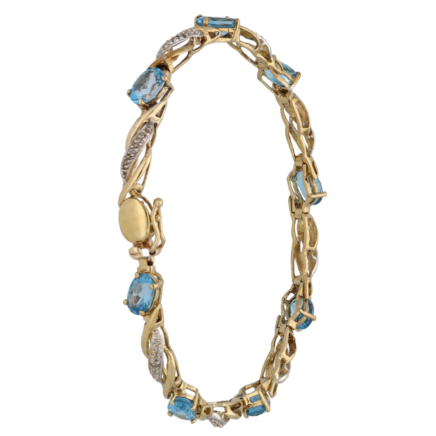 9ct Gold Topaz & Diamond Fancy Bracelet