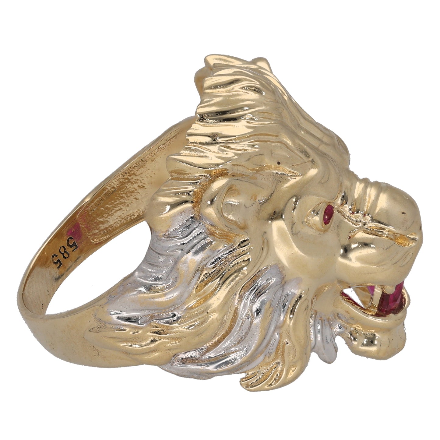 14ct Bicolour Gold Imitation Lion's Head Ring Size W