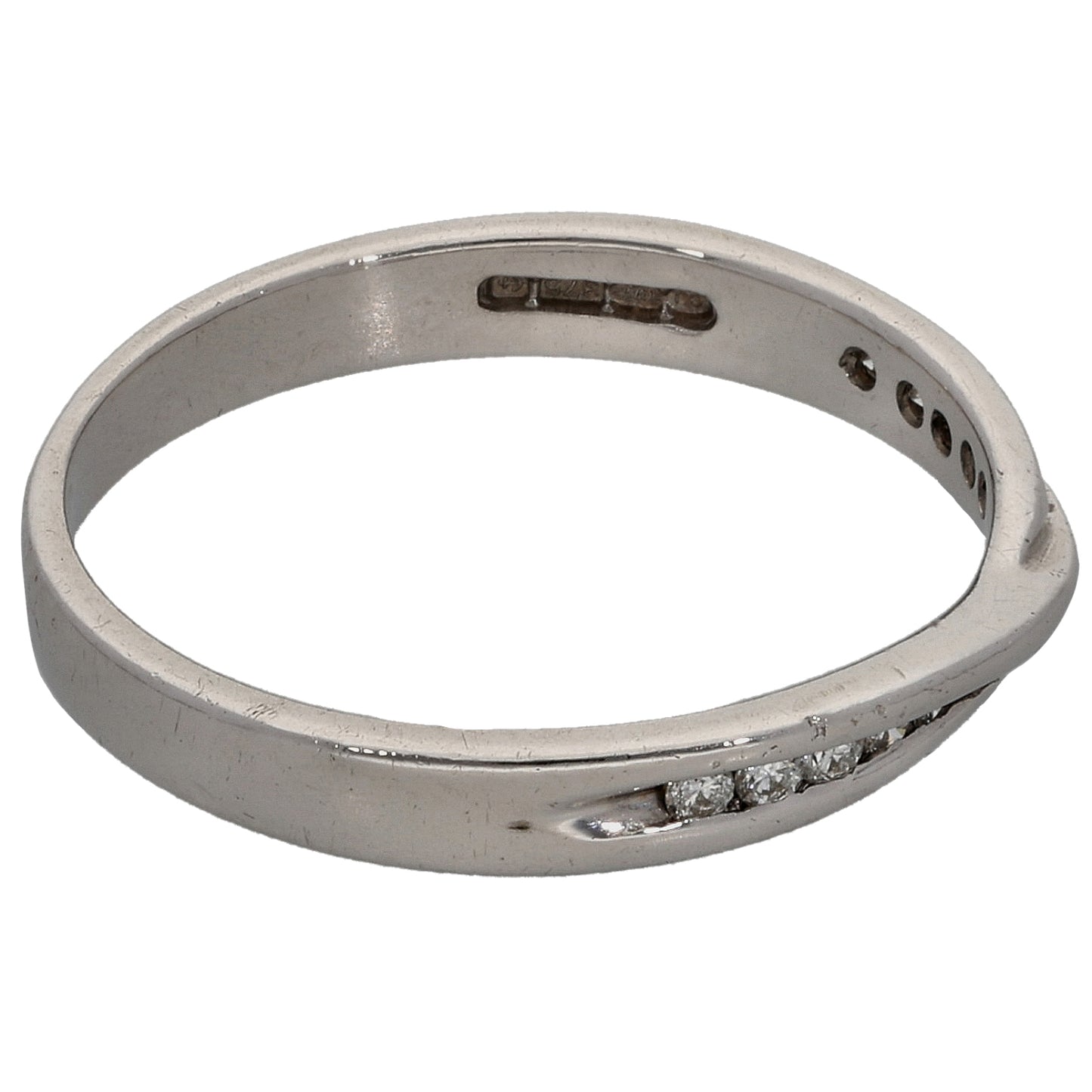 9ct White Gold 0.05ct Diamond Half Eternity Ring Size L