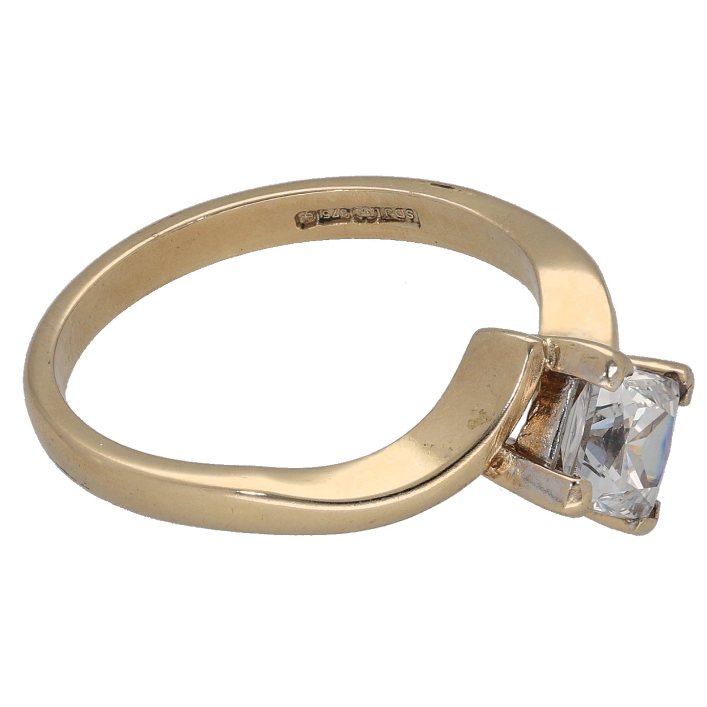 9ct Gold Cubic Zirconia Single Stone Ring Size M