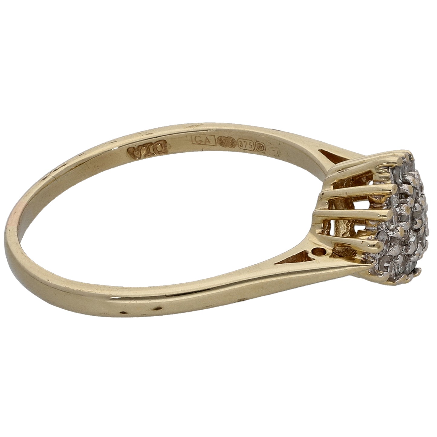 9ct Gold 0.25ct Diamond Cluster Ring Size P