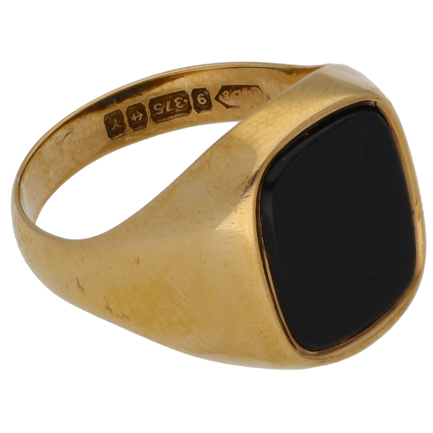9ct Gold Onyx Single Stone Signet Ring Size M
