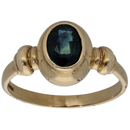 9ct Gold Sapphire Single Stone Ring Size S