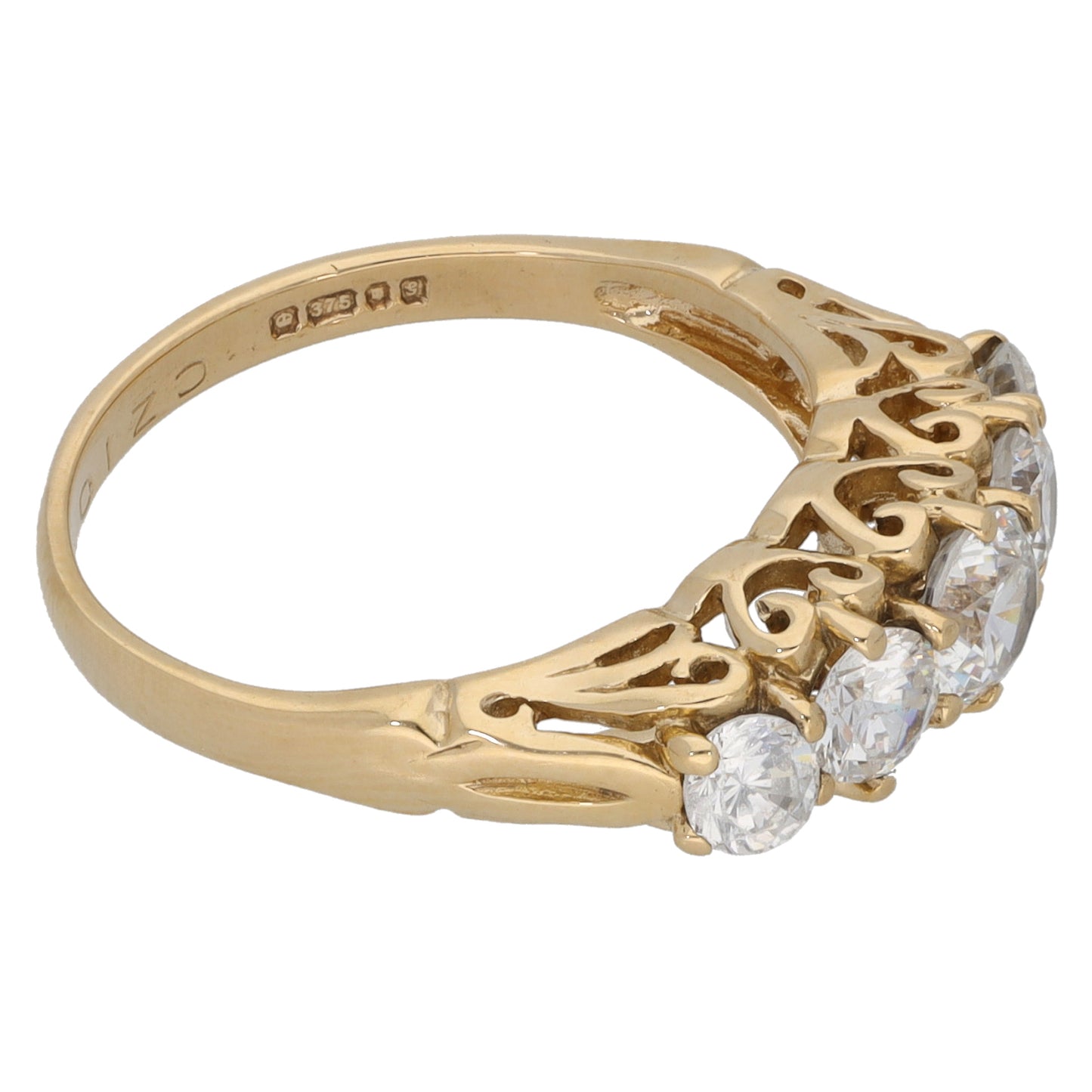 9ct Gold Cubic Zirconia Half Eternity Ring Size M