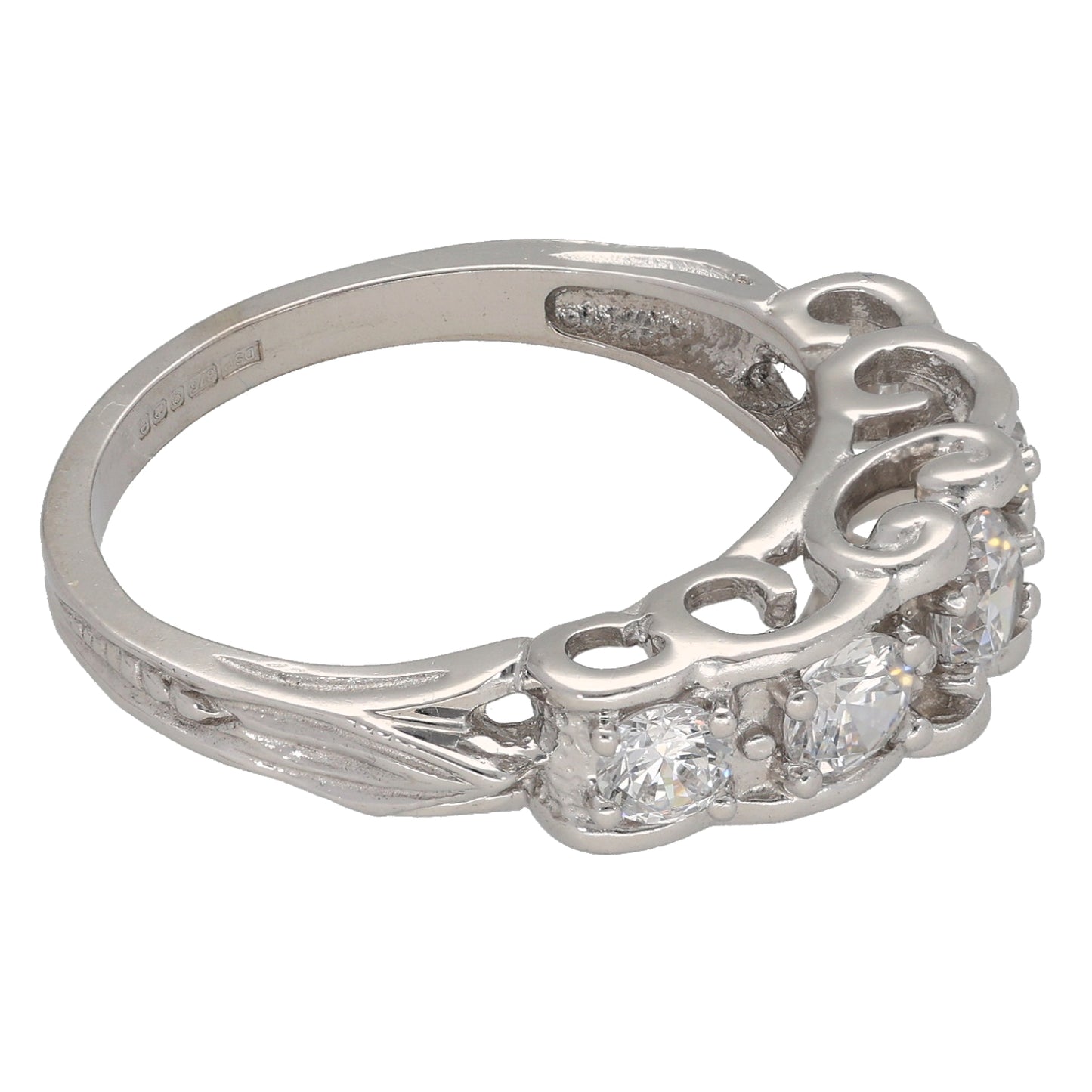 9ct White Gold Cubic Zirconia Half Eternity Ring Size Q