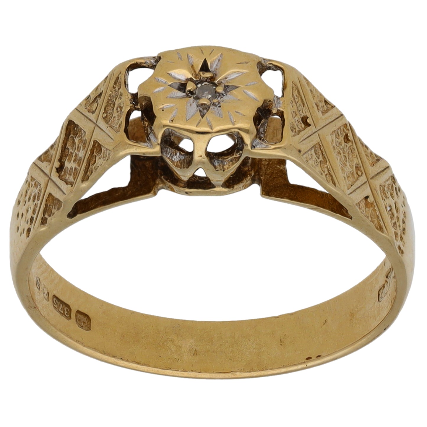 9ct Gold 0.005ct Diamond Solitaire Ring Size L