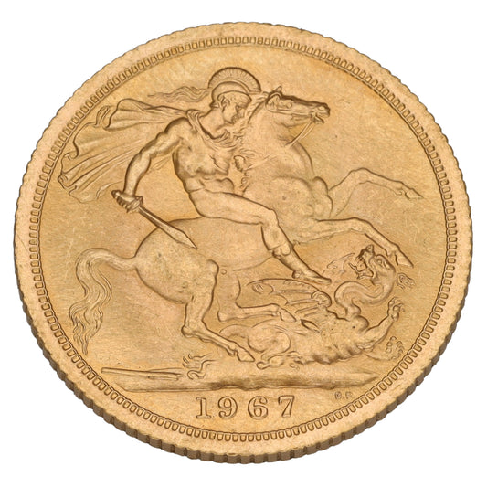 22ct Gold Queen Elizabeth II Full Sovereign Coin 1967