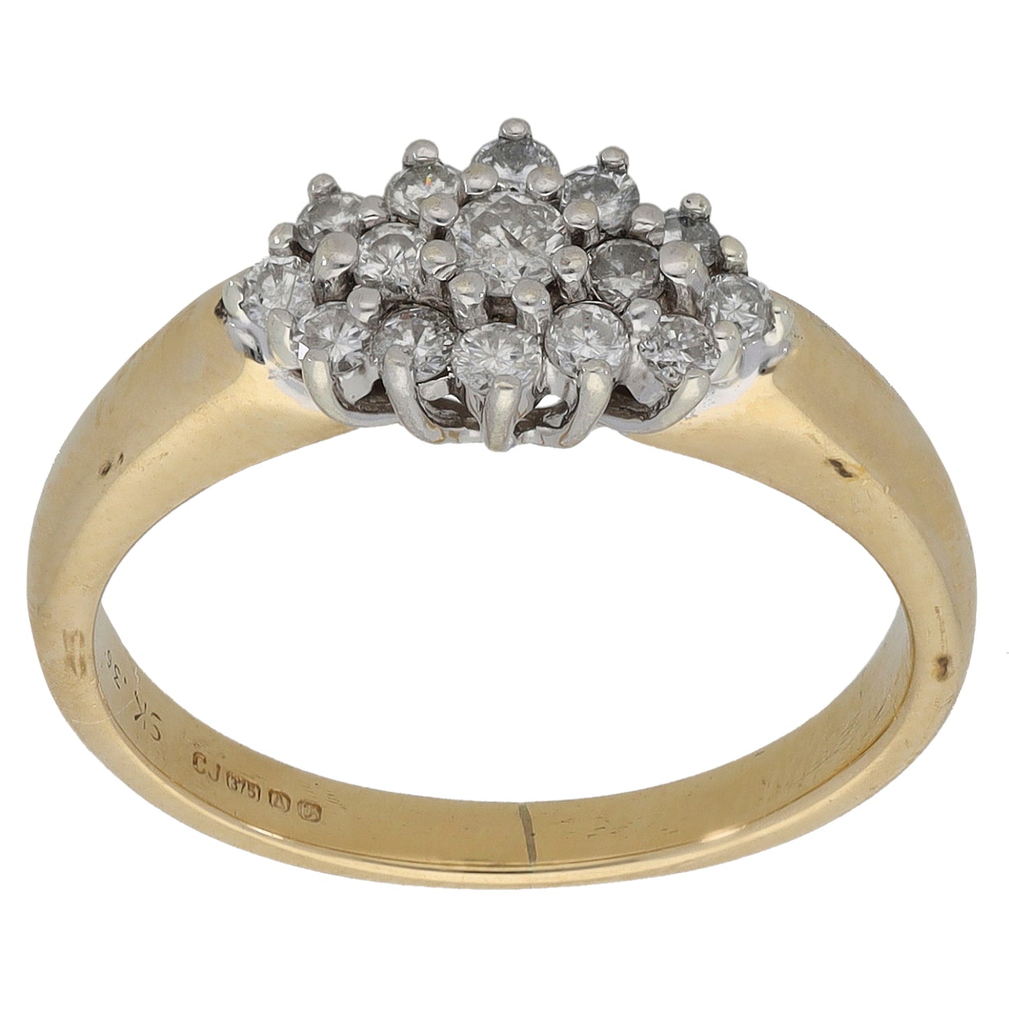 9ct Gold 0.36ct Diamond Cluster Ring Size M
