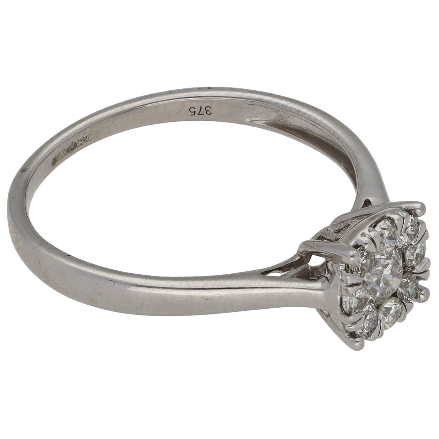 9ct Gold 0.50ct Diamond Cluster Ring Size T