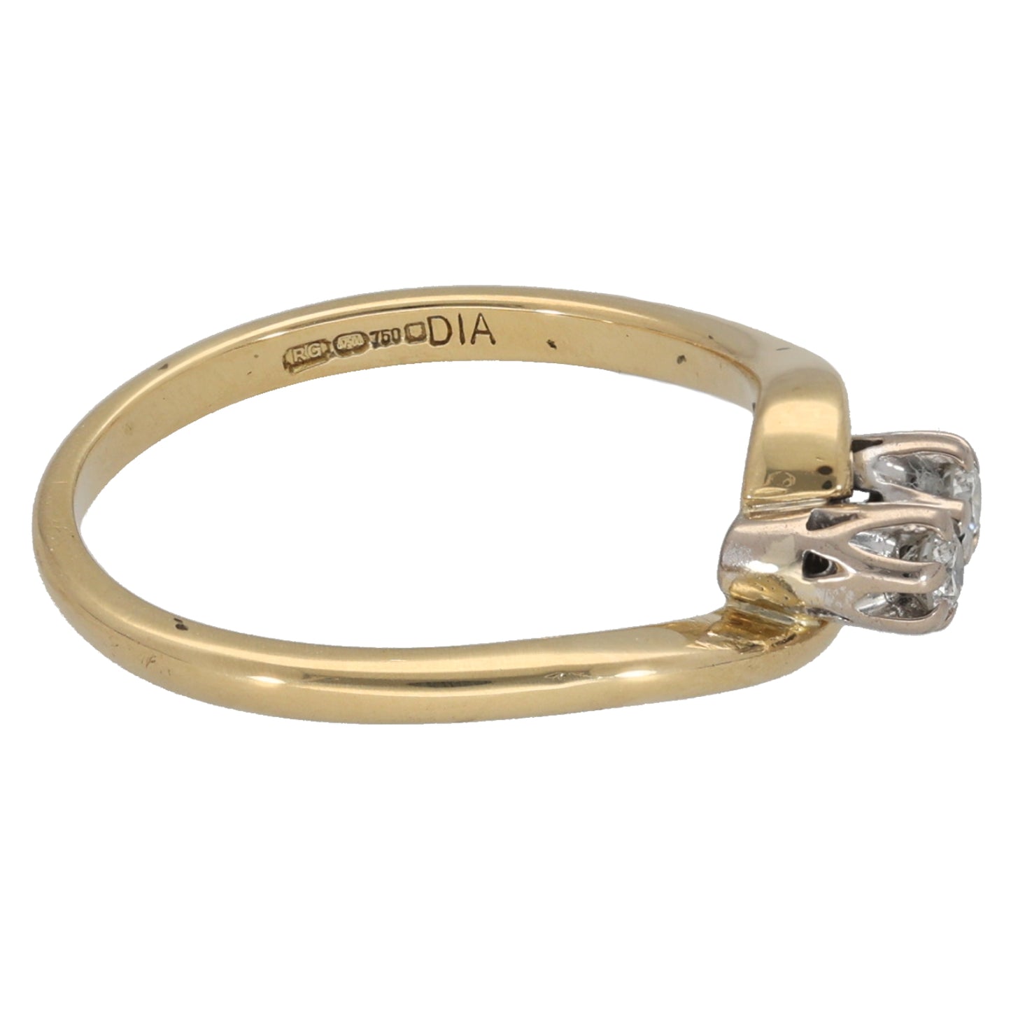 18ct Gold 0.10ct Diamond Two Stone Ring Size L