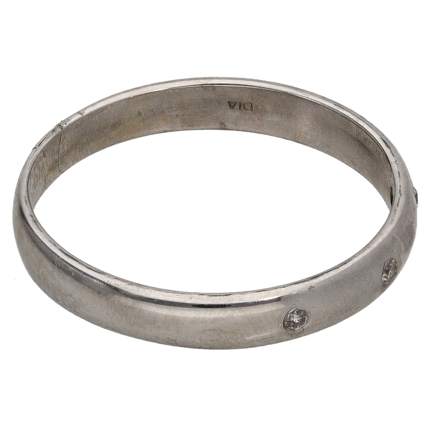 9ct White Gold 0.03ct Diamond Plain Wedding Ring Size Q