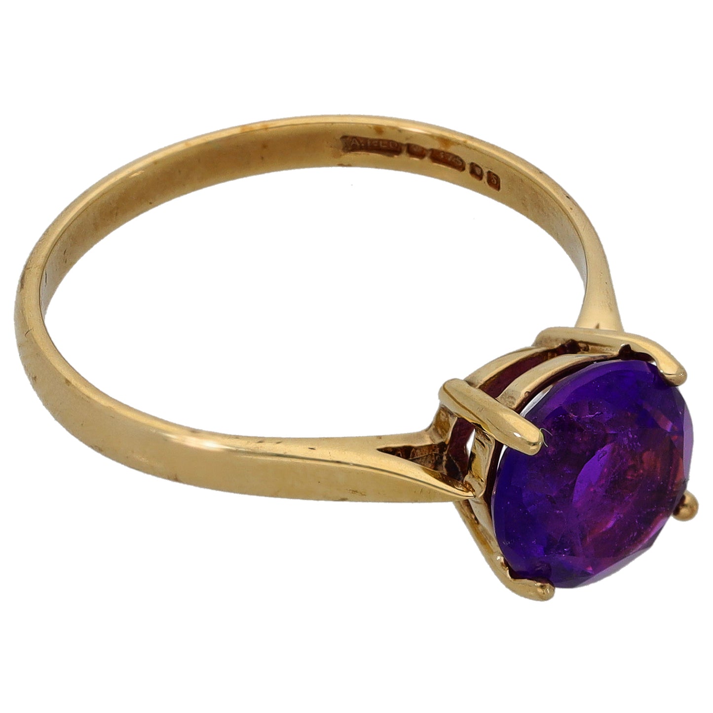 9ct Gold Amethyst Single Stone Ring Size O