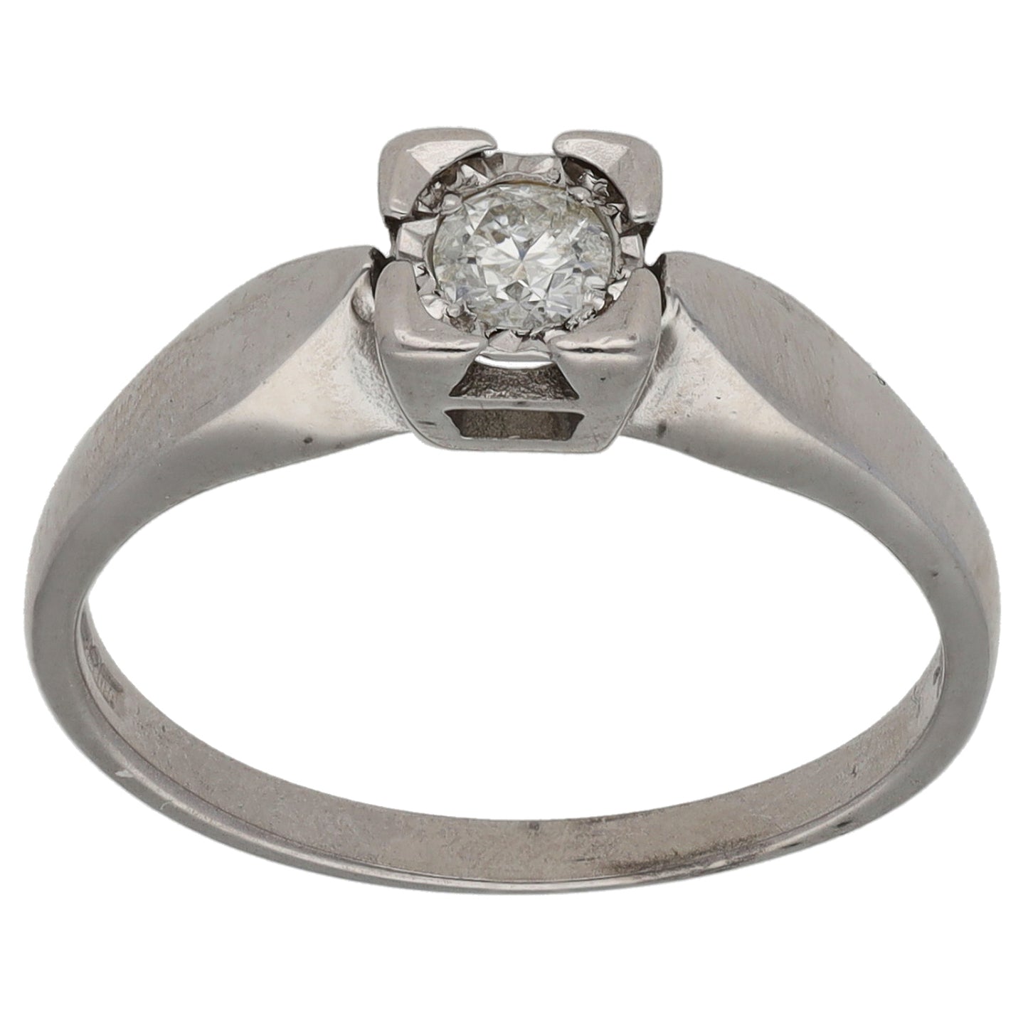 9ct White Gold 0.15ct Diamond Solitaire Ring Size N