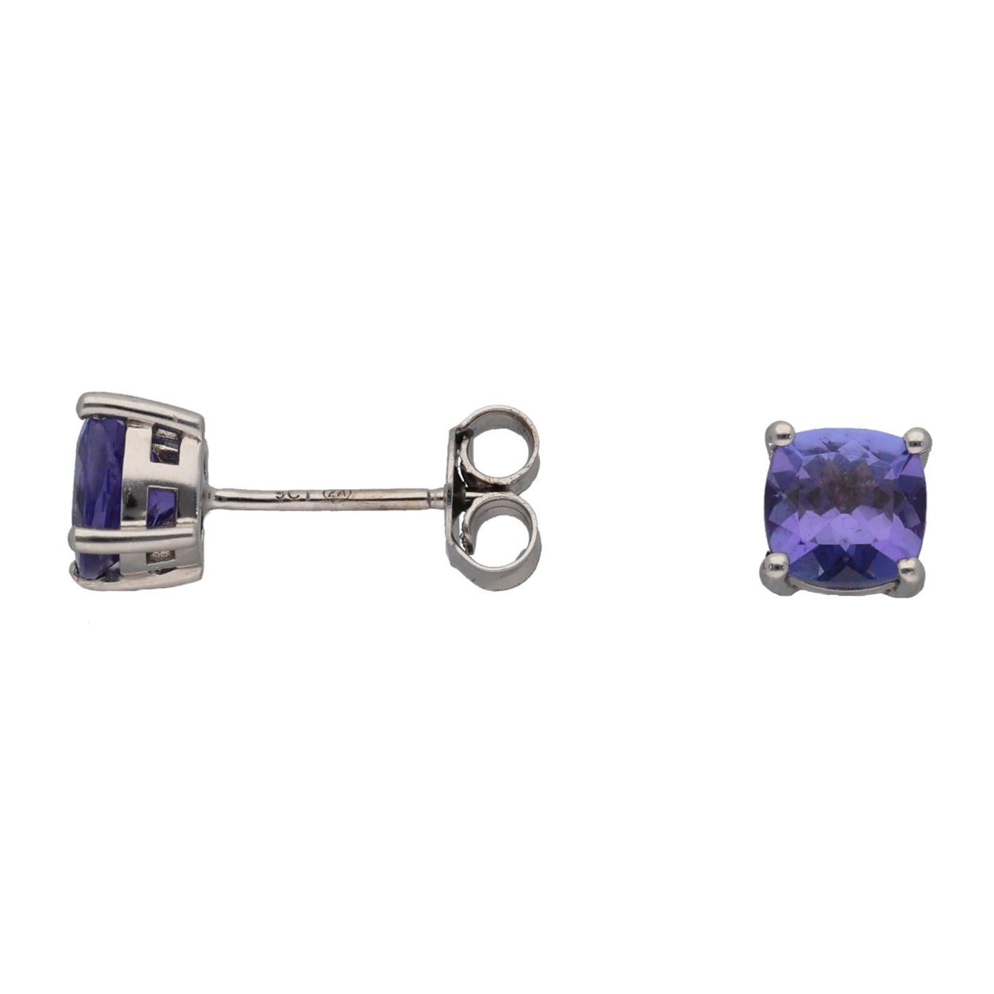 9ct White Gold Tanzanite Stud Earrings