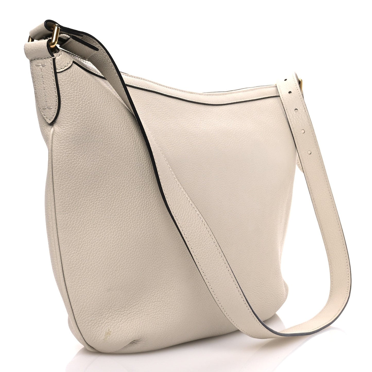 Gucci Grained Calfskin Logo Half Moon Hobo Bag - White