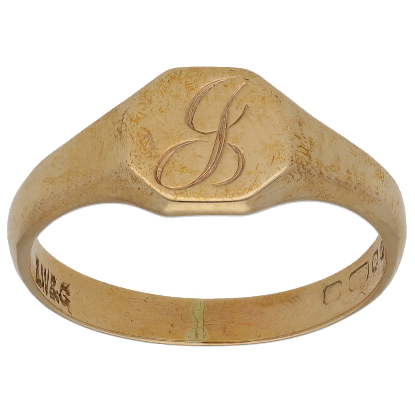 9ct Gold Initial Signet Ring Size R