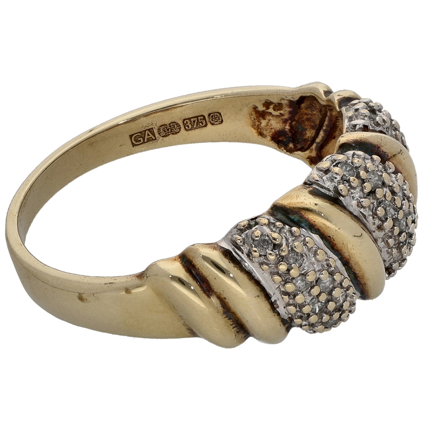 9ct Gold 0.15ct Diamond Dress/Cocktail Ring Size P