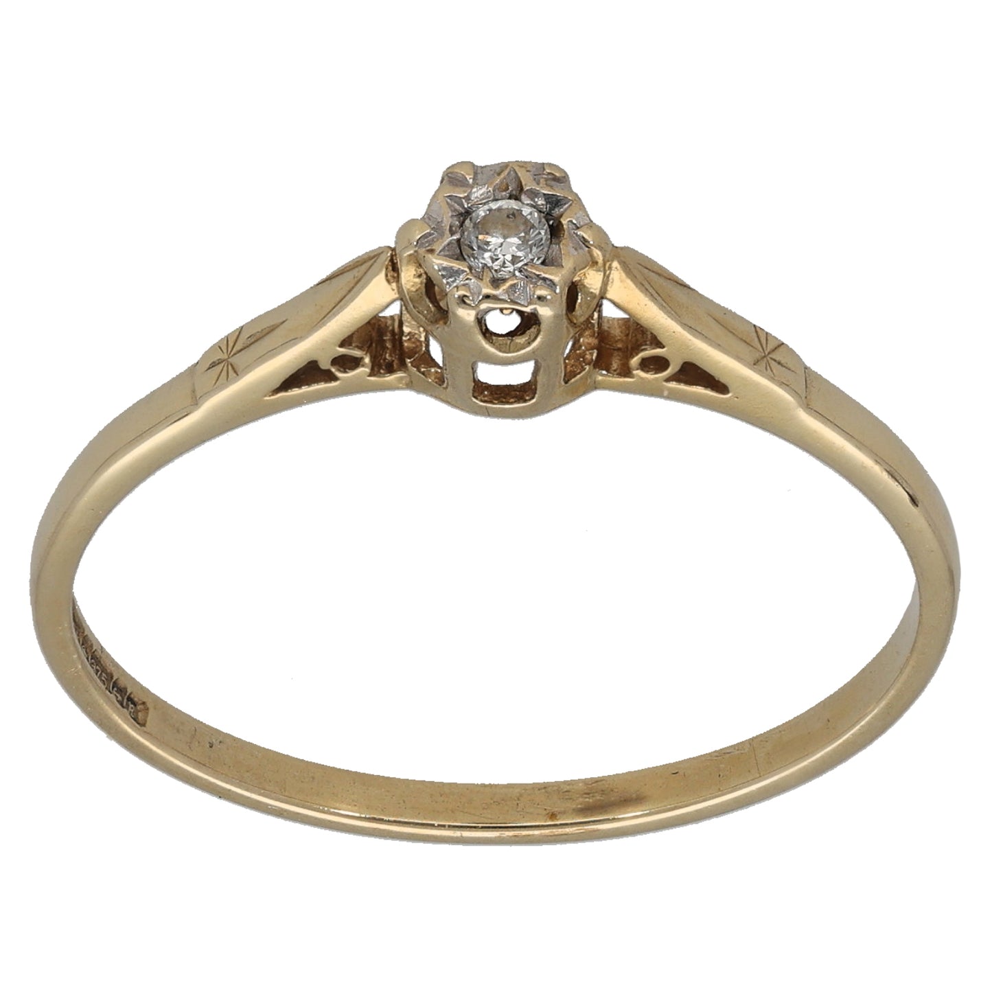 9ct Gold 0.05ct Diamond Solitaire Ring Size V