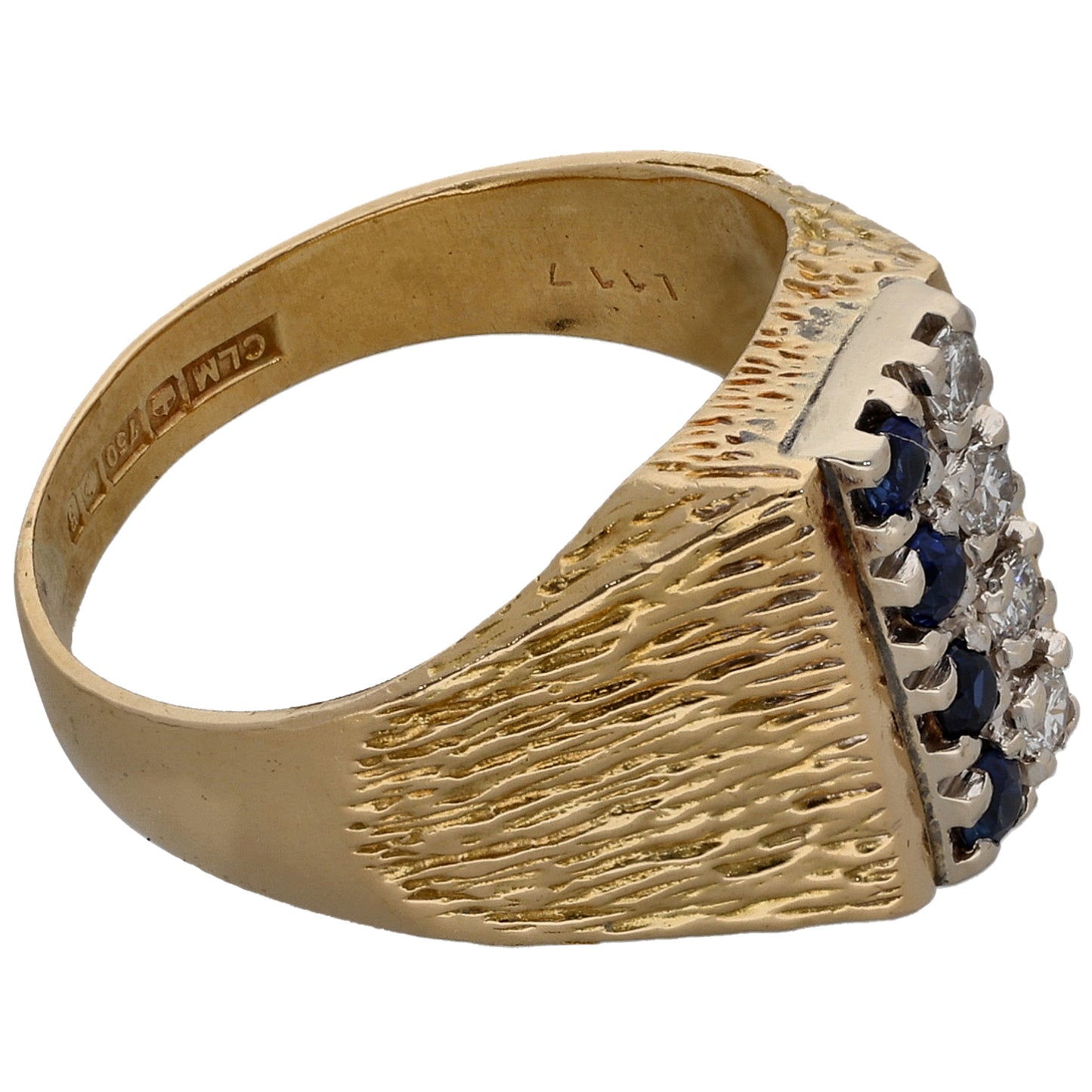 18ct Gold Sapphire & 0.12ct Diamond Dress/Cocktail Ring Size M