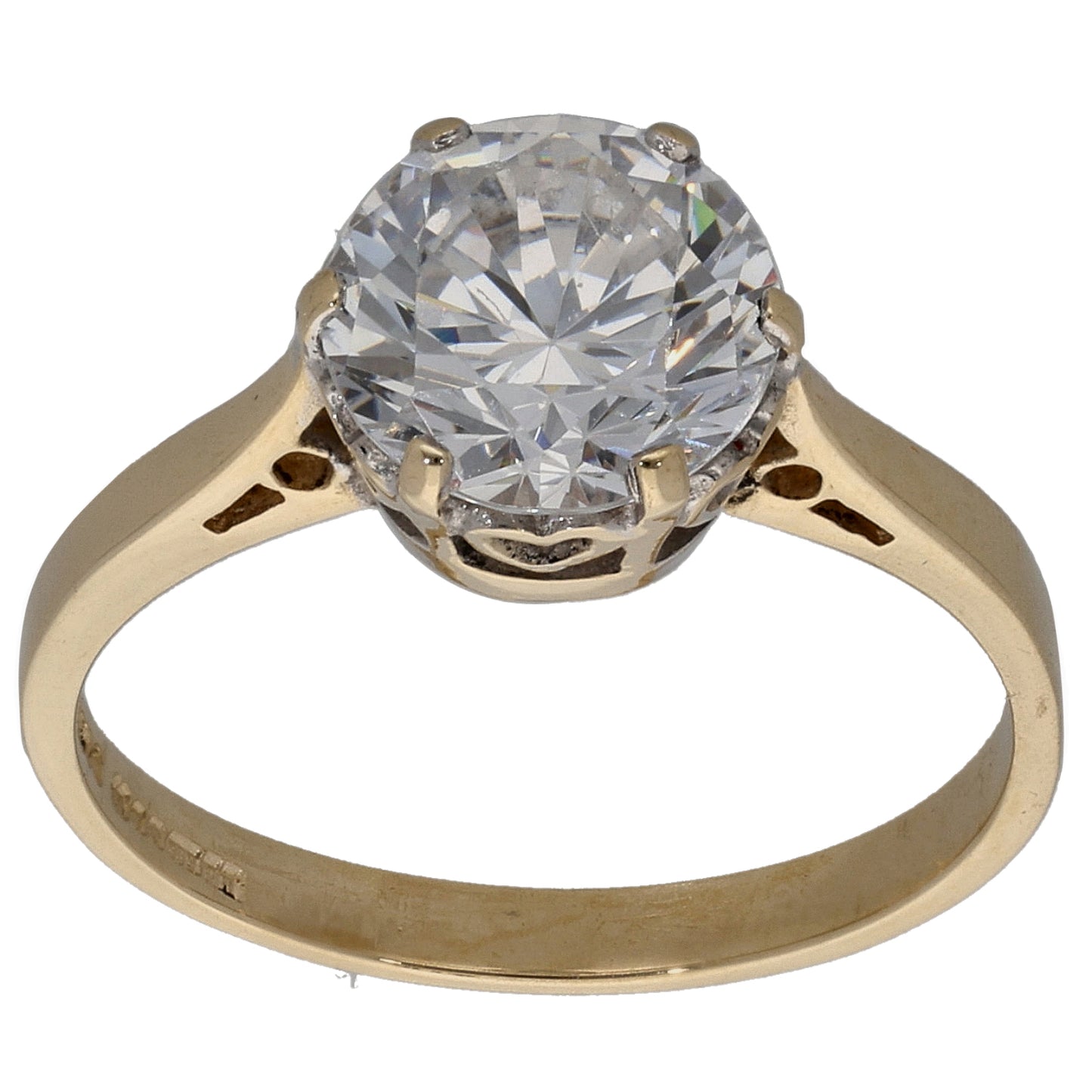 14ct Gold Cubic Zirconia Single Stone Ring Size M