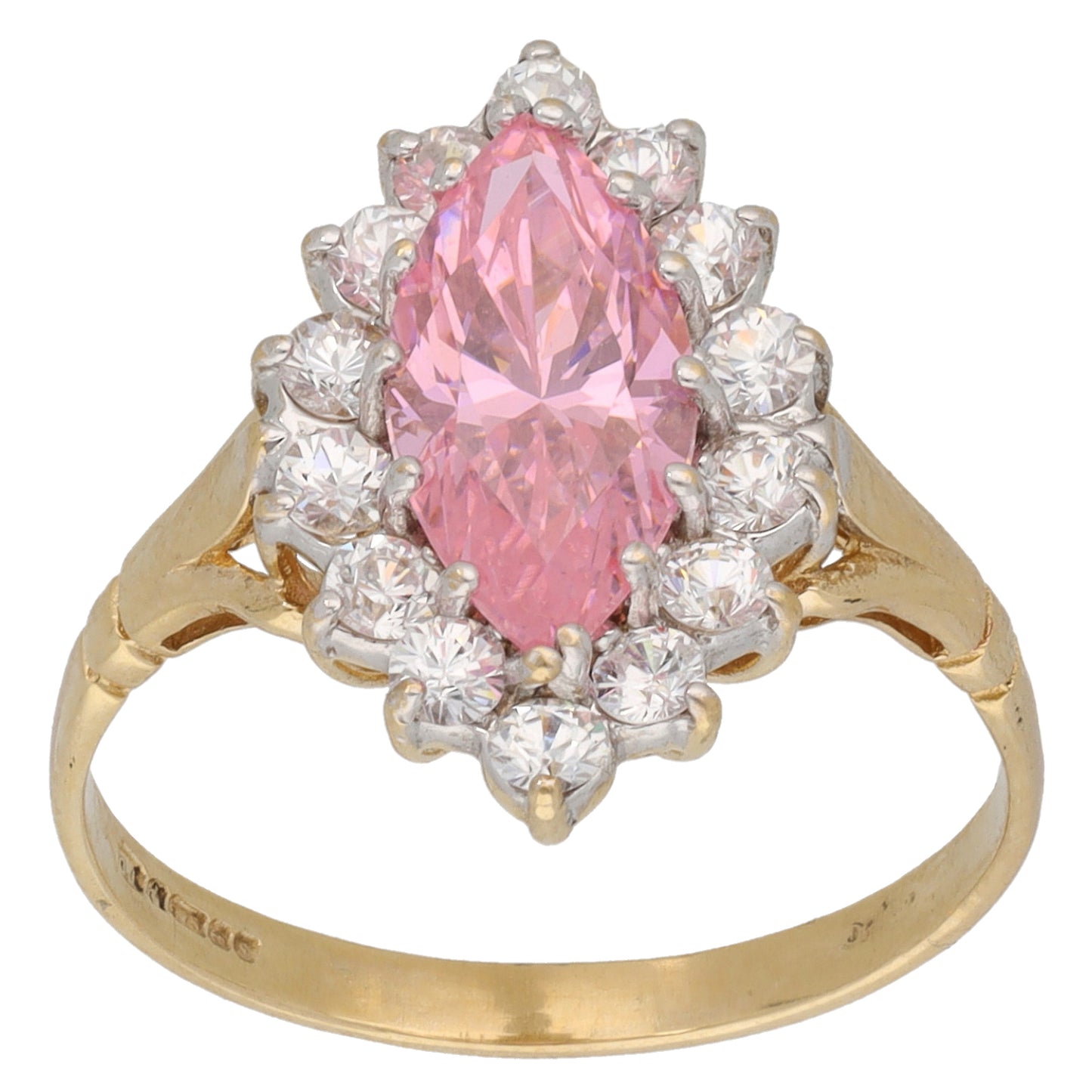 9ct Gold Cubic Zirconia Dress/Cocktail Ring Size Q