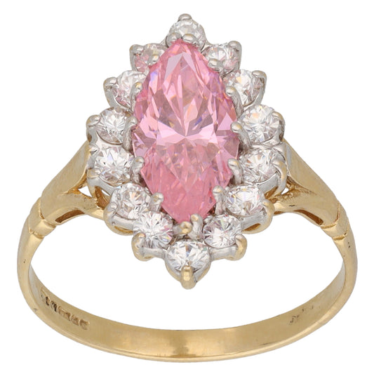 9ct Gold Cubic Zirconia Dress/Cocktail Ring Size Q