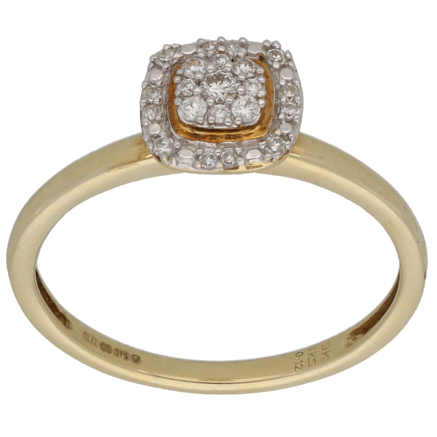 9ct Gold 0.12ct Diamond Cluster Ring Size O