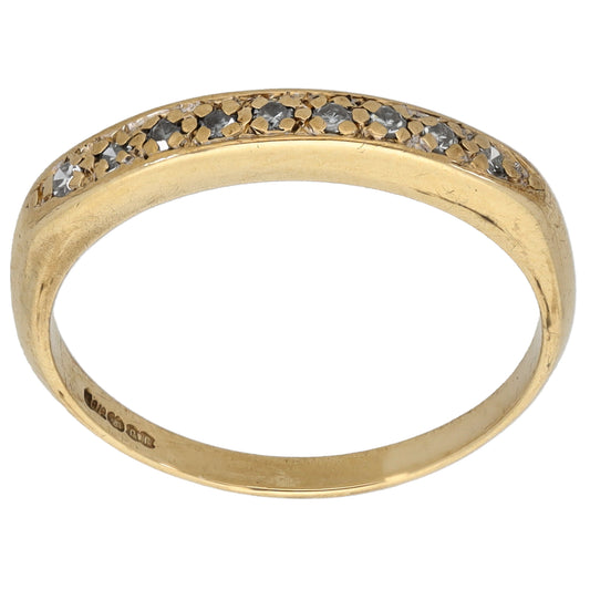 9ct Gold 0.09ct Diamond Half Eternity Ring Size O