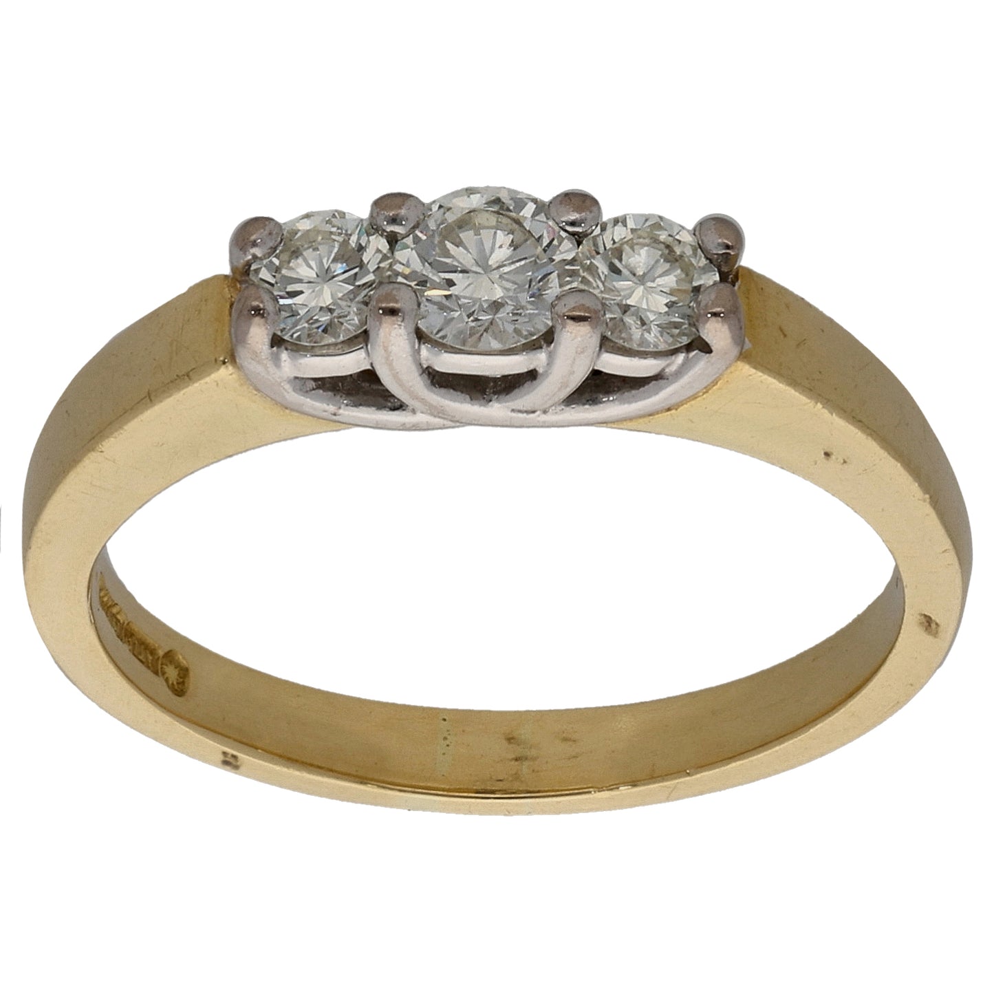18ct Gold 0.50ct Diamond Trilogy Ring Size O