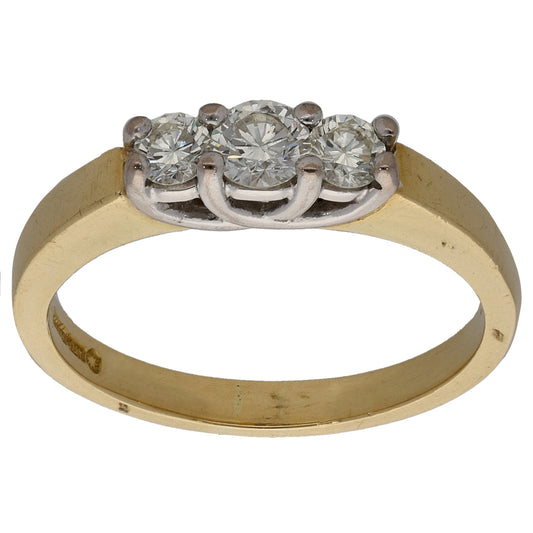 18ct Gold 0.50ct Diamond Trilogy Ring Size O