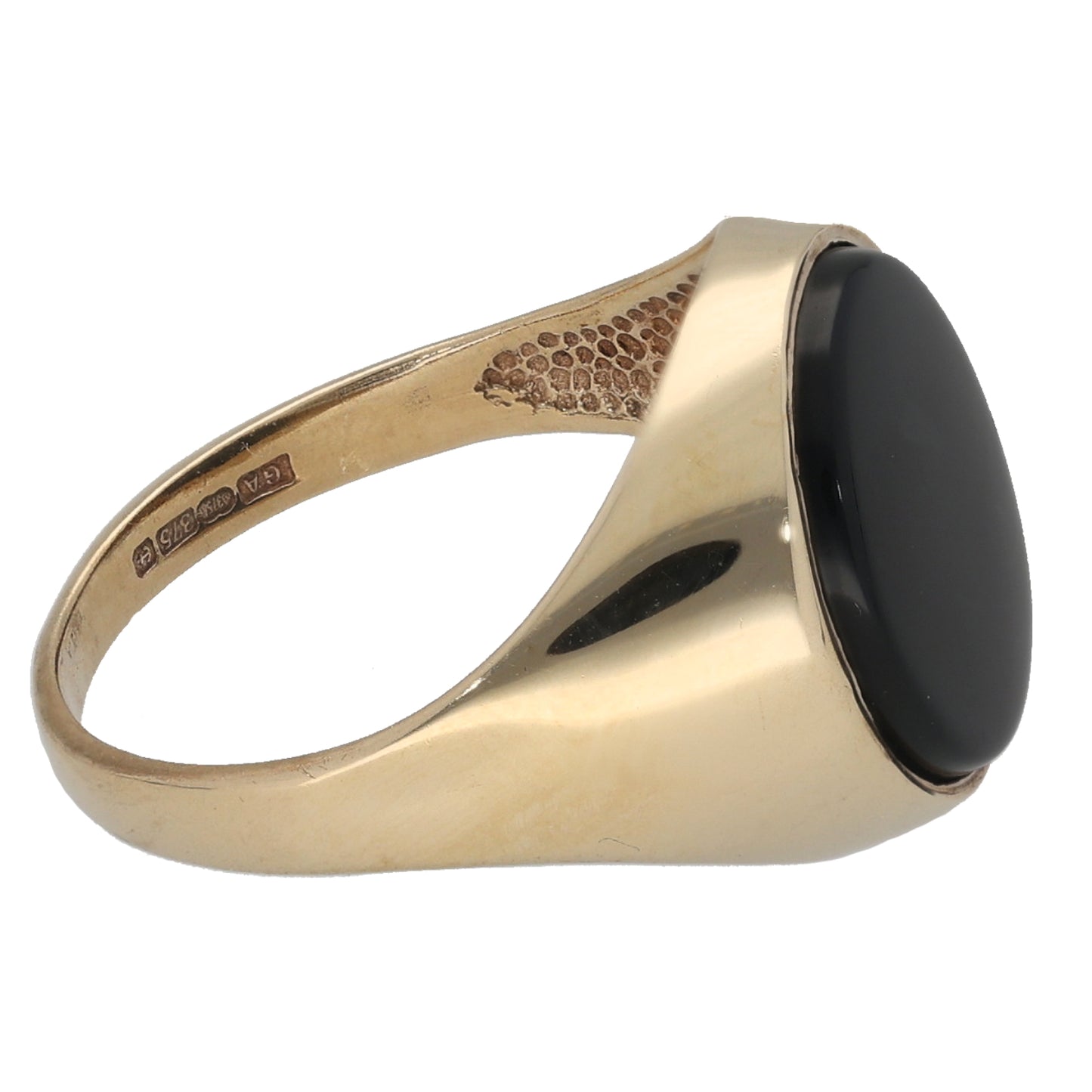 9ct Gold Onyx Plain Signet Ring Size L
