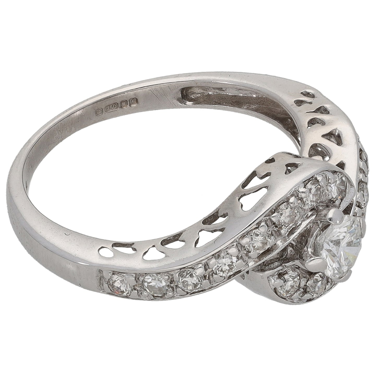 18ct White Gold 0.56ct Diamond Dress/Cocktail Ring Size M