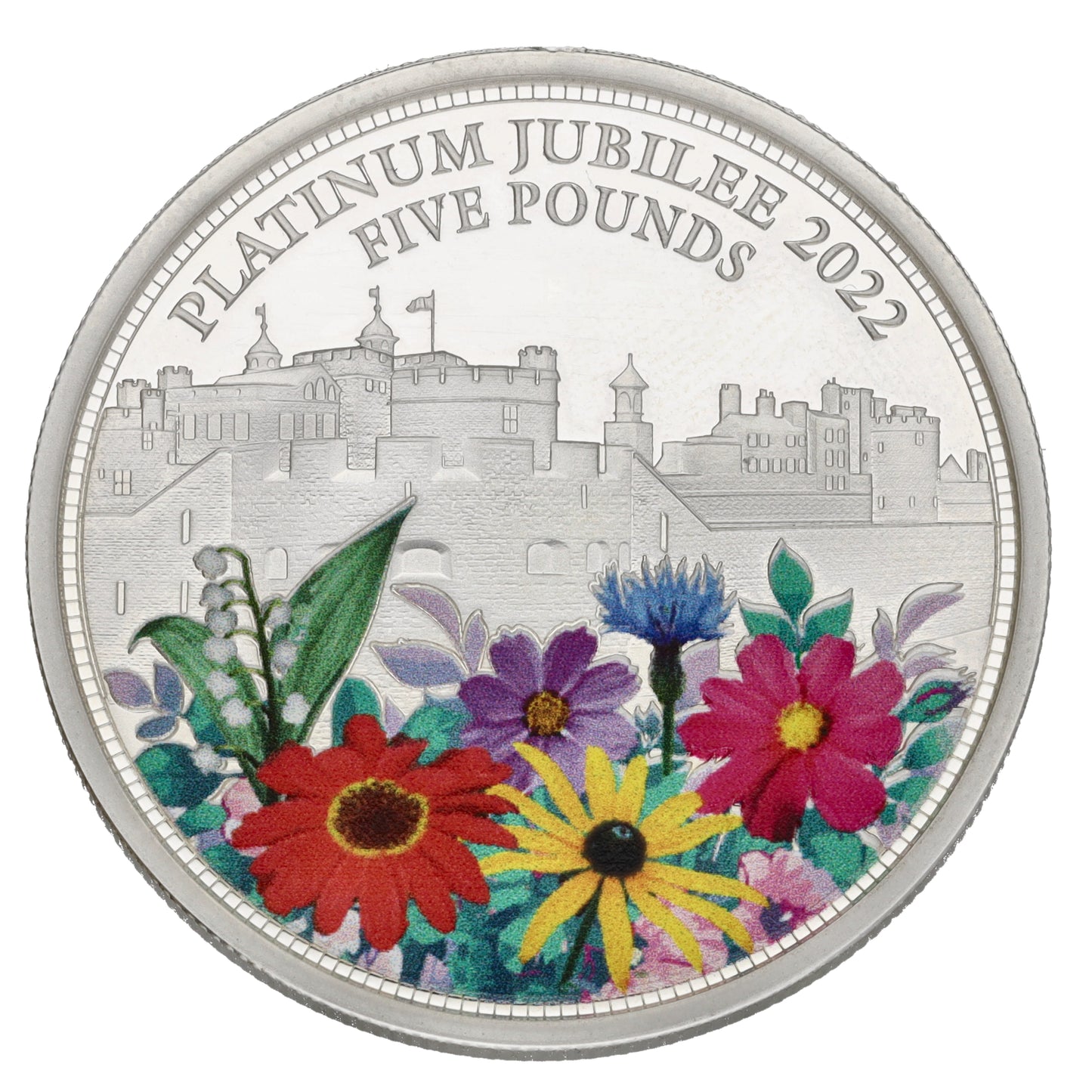 Sterling Silver Platinum Jubilee Five Pounds Coin 2022