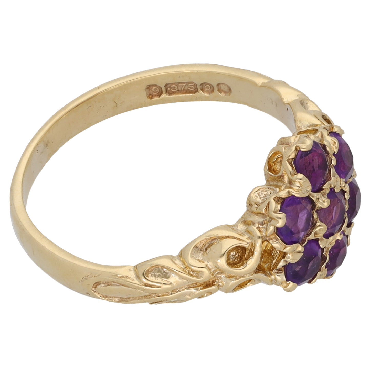 9ct Gold Amethyst Dress/Cocktail Ring Size M