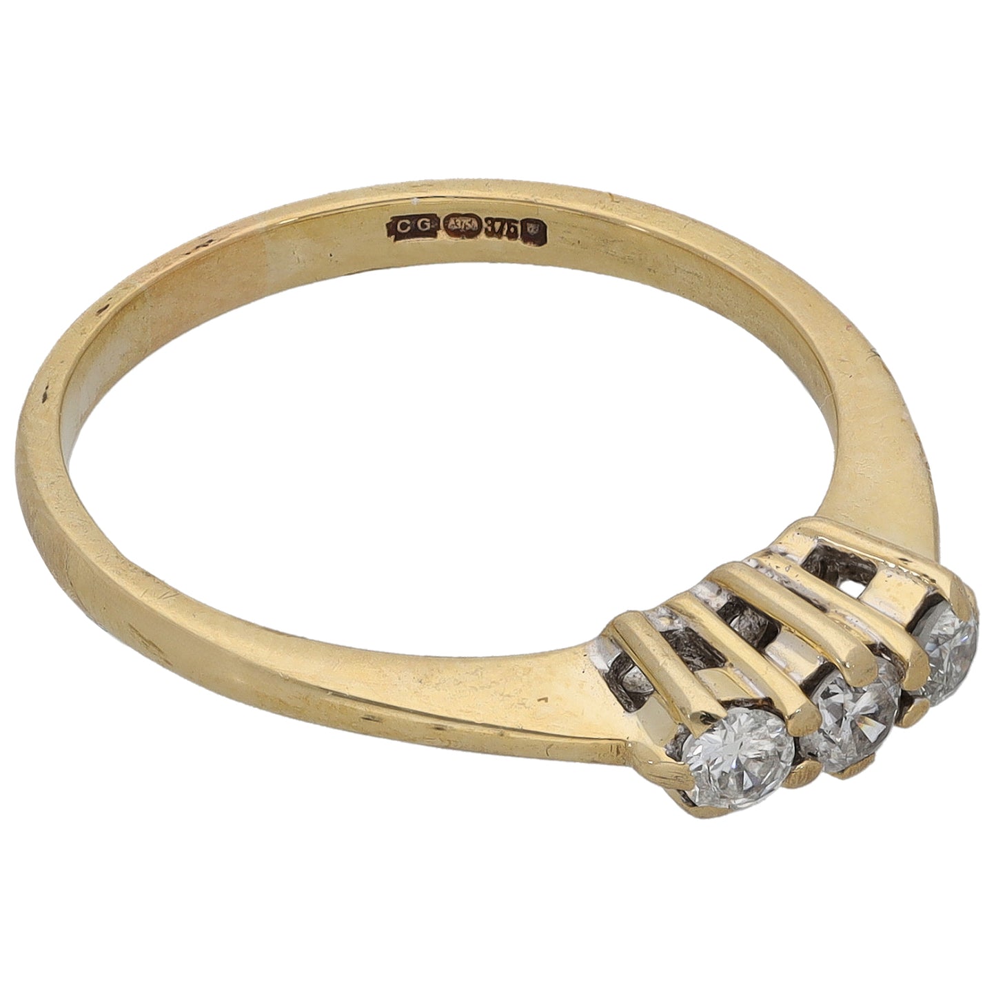 9ct Gold 0.25ct Diamond Trilogy Ring Size O