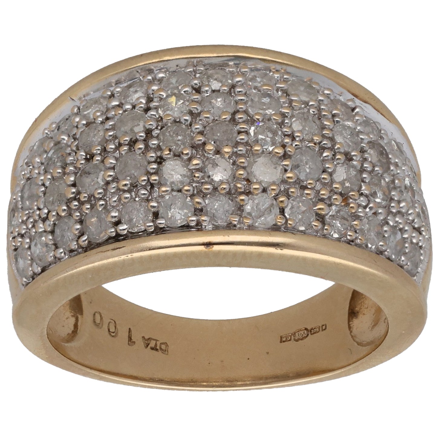 9ct Gold 1.00ct Diamond Dress/Cocktail Ring Size K